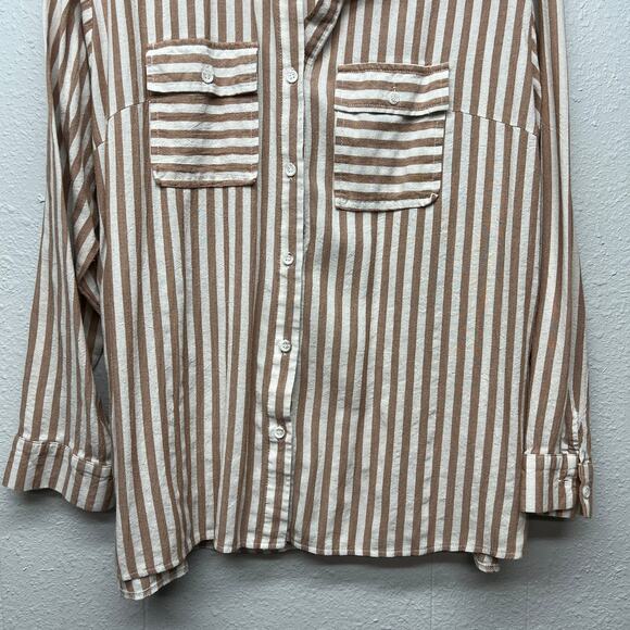 MSJ Striped Shirt Womens 2XL Cotton Business Capsule Workwear Minimalist Relaxed - Picture 4 of 13